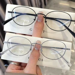 Y2K Retro Oval Round Glasses Frame for Women Men Ultra-Light Metal Ins Glasses Vintage Eye Protection Optical Full Rim Glasses