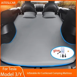 For Tesla Model 3 Model Y / YL 2026-2017  Inflatable Air Mattress Outdoor Camping Inflatable Special Suede Fabric Car Travel Bed