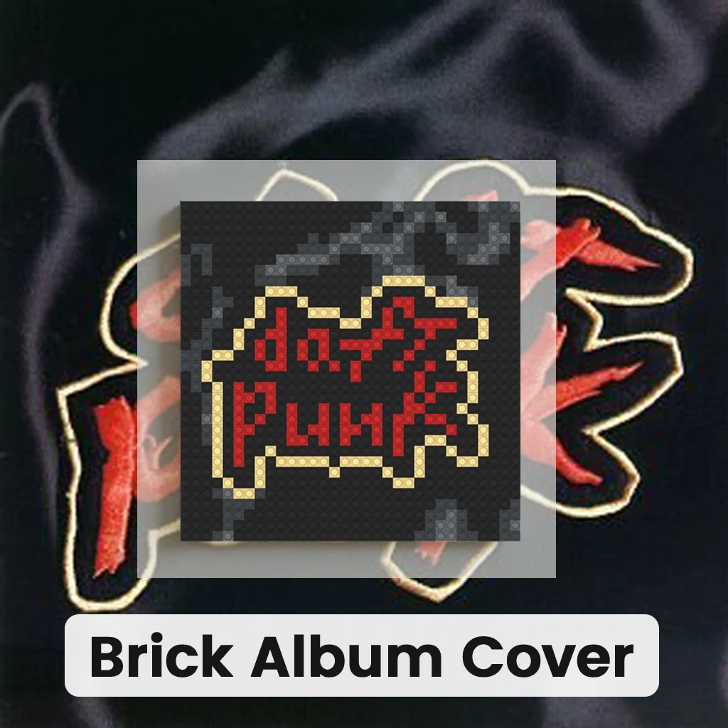 

Daft Punk Album Cover DIY Pixel Mosaic Brick Art Poster Electronic Dance Music Fans Handmade Building Blocks Wall Decor