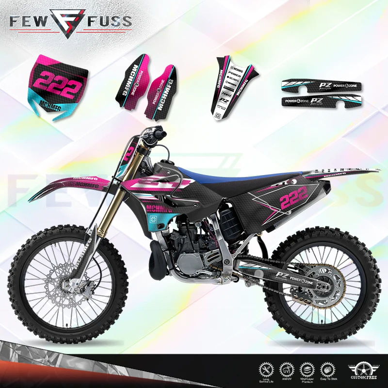 Fewfuss Holographic Chrome Racing Decal Sticker Kit for Yamaha YZ125 YZ250 15 to 21 YZ250X 2016 to 2021 Dirt Bike Graphics 02