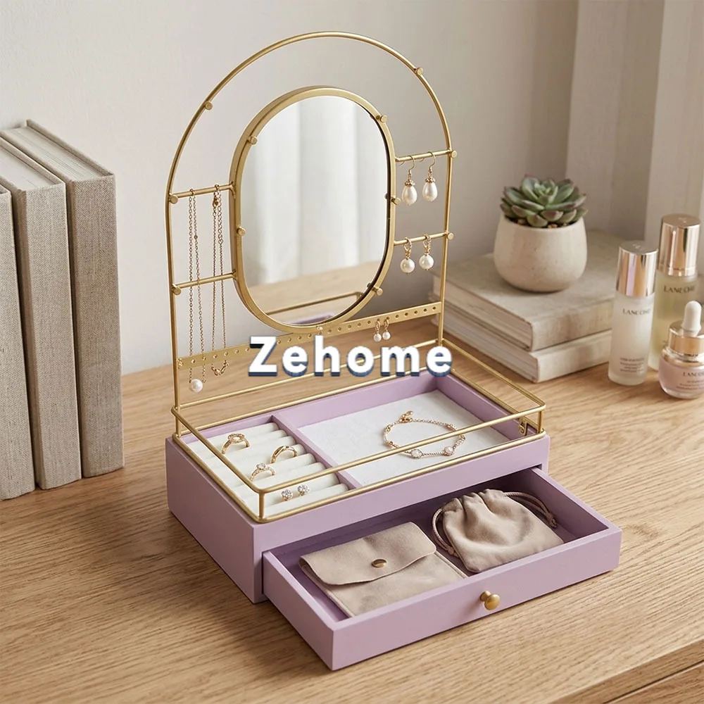 Light Luxury Solid Wood Multi-Layer Jewelry Box, Multifunctional Earring Jewelry Display Storage Case