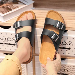 Men Slippers Outdoor Leather Men's Sandals Summer Non-slip Beach Walking Casual Shoes Big Size 36-46 Soft Couple shoes