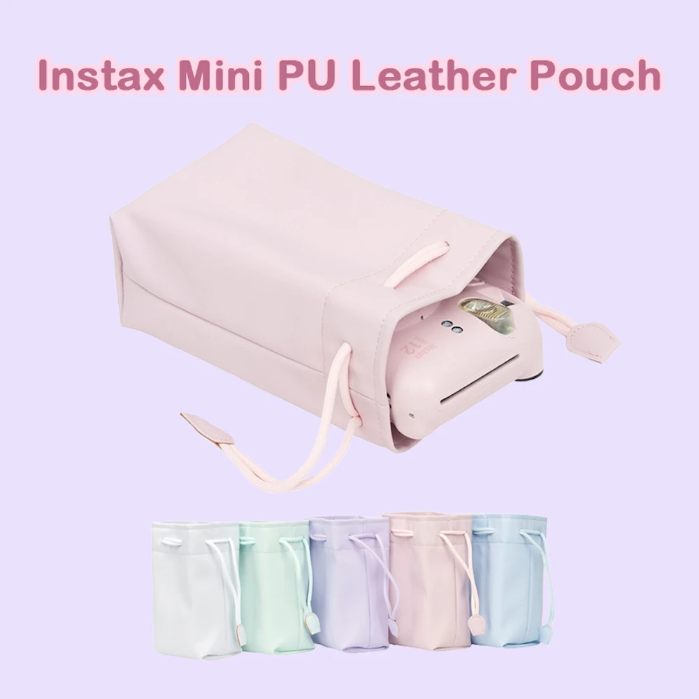 

Instax Mini 12/11/8/9/7+/25 PU Leather Pouch Camera Storage Bag with Drawstring CAA15