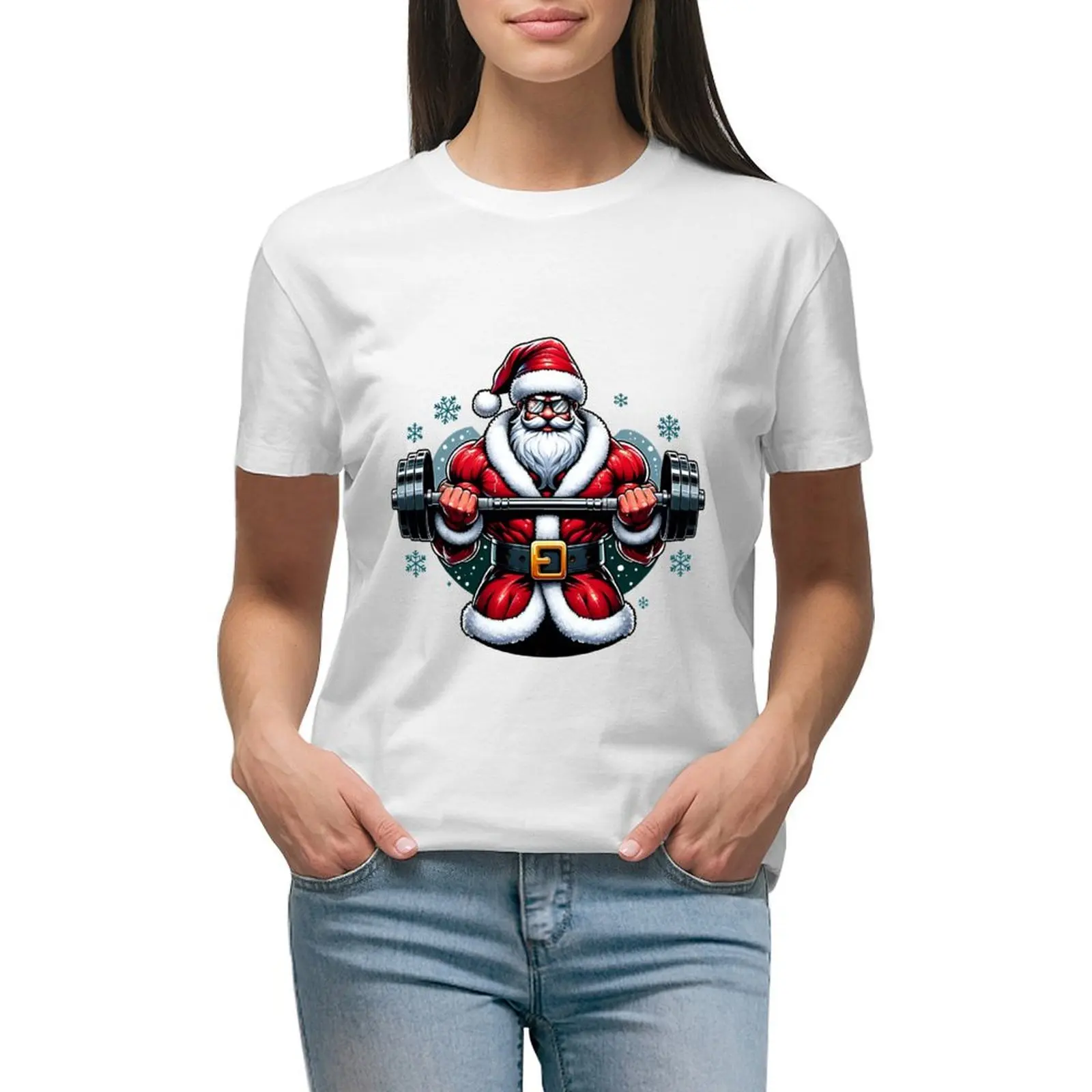 

Buff Santa - Muscular Santa Claus Fitness Holiday Sticker T-shirt lady clothes fashion woman blouse 2024