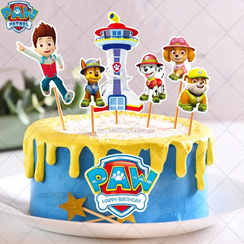 1set Paw Patrol Cake Decoration Set Children Birthday Party Cartoon Plug-in Supplies Kids Cup Cakes Card Parties Cake Inserts