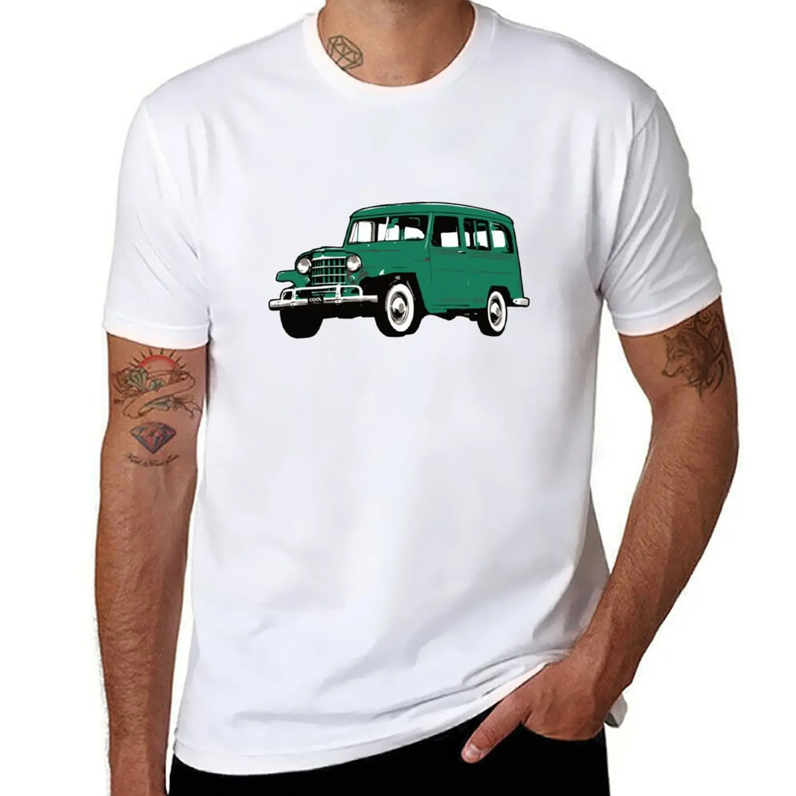

Green Vintage Station Wagon T-Shirt oversized graphic tee funny meme t-shirts T-shirts for men cotton