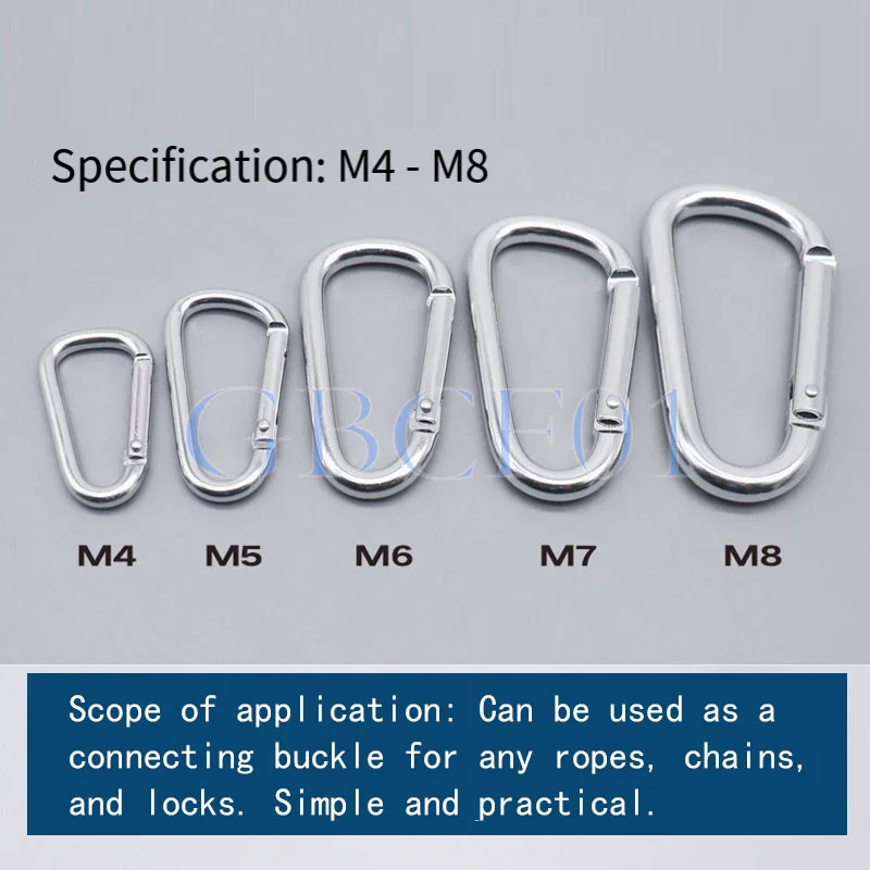 Aluminum Alloy Carabiner D-Shape Pear-Shape Keychain Dog Leash Quick Link Snap Hook Metal Connector M4 M5 M6 M7 M8