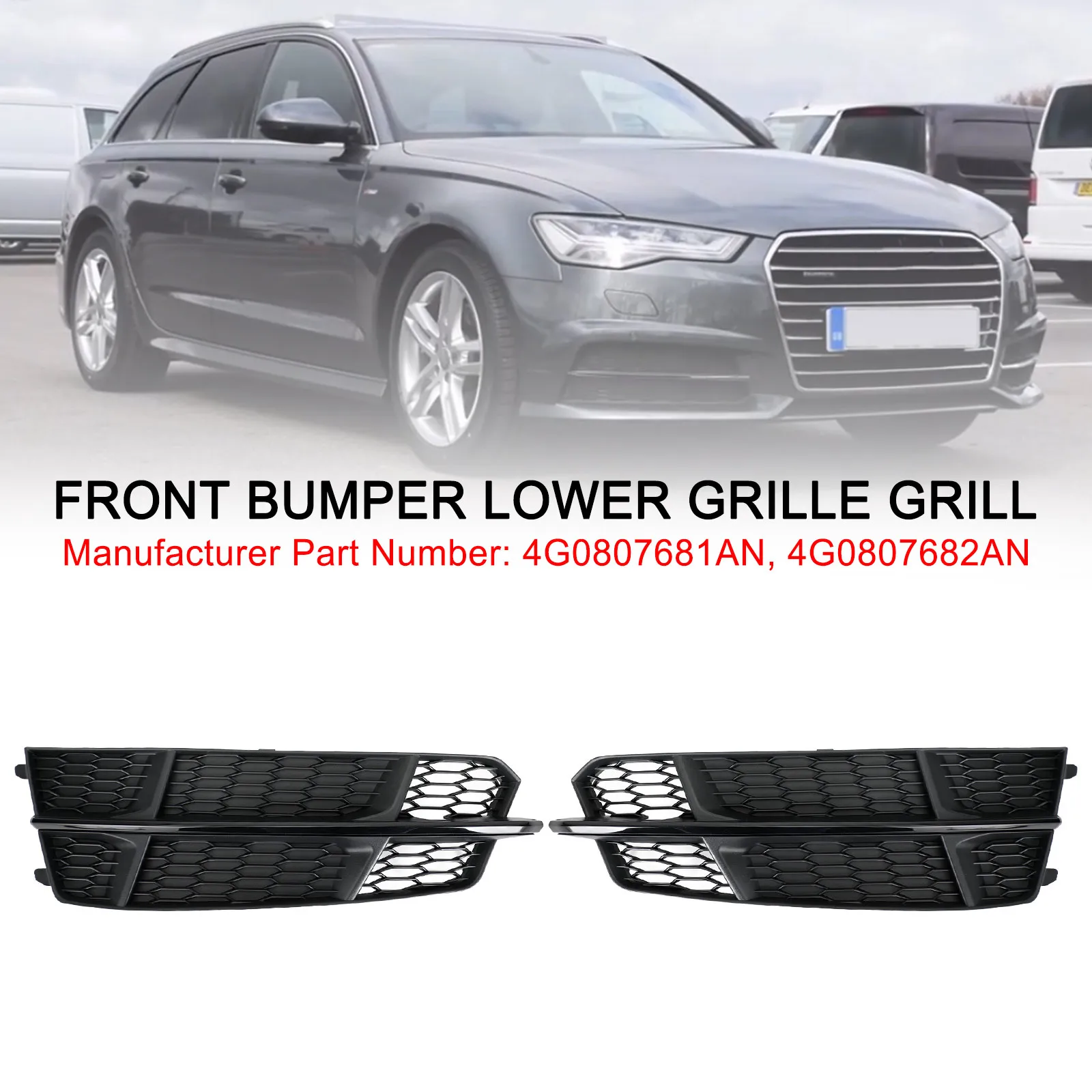 Artudatech Front Bumper Lower Grille Grill For Audi A6 C7 S-Line 2016-2018 Black Chrome/Matt Black