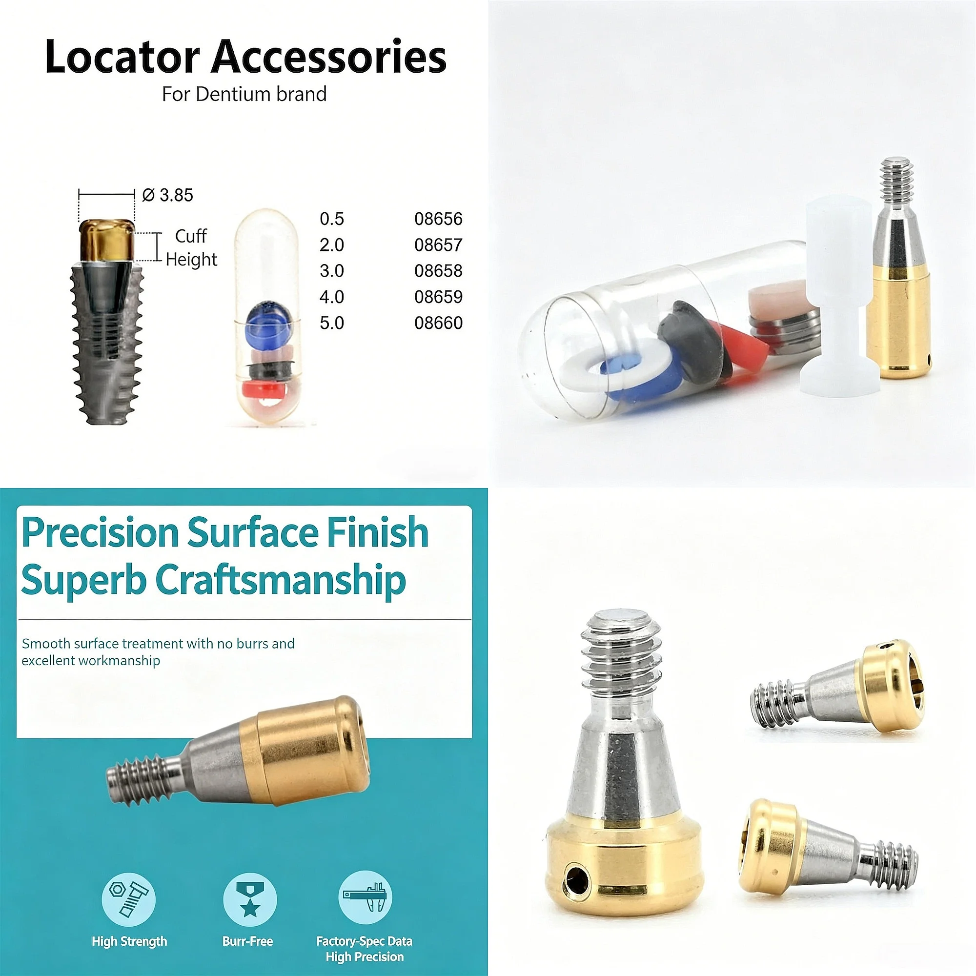 Dentals Implants Attachment Kit, Retention Caps Inserts, Dentals Overdenture Prosthesis Accessories for Denture Repair
