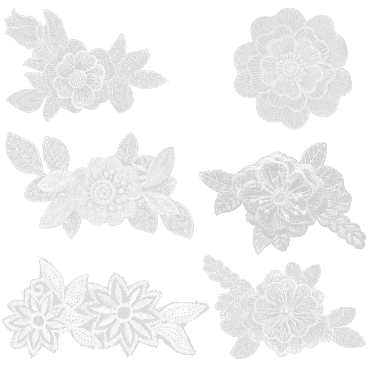 

6pcs White Embroidery Pretty Lace Flower Patches Appliques DIY Sewing Crafts lace sewing patch floral sewing patch