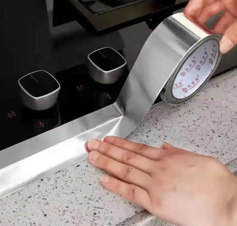 Ruban adhésif en aluminium haute température 3/5 cm, auto-adhésif, étanche, résistant à l'huile, à l'humidité et à la moisissure, autocollant d'étanchéité pour cuisinière de cuisine