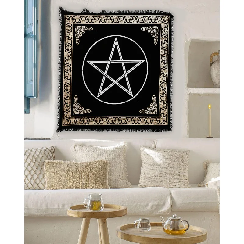 VIKAMA Tapiz con estampado de pentagrama místico de astrología, para sala de estar, dormitorio, decoración de paredes de adivinación del tarot y decoración del hogar para fiestas