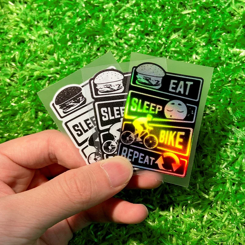 1PC Eat Sleep Bike Repeat Waterproof Vinyl Sticker for MTB Frame Handlebars Top Tube Motorcycle Accessories