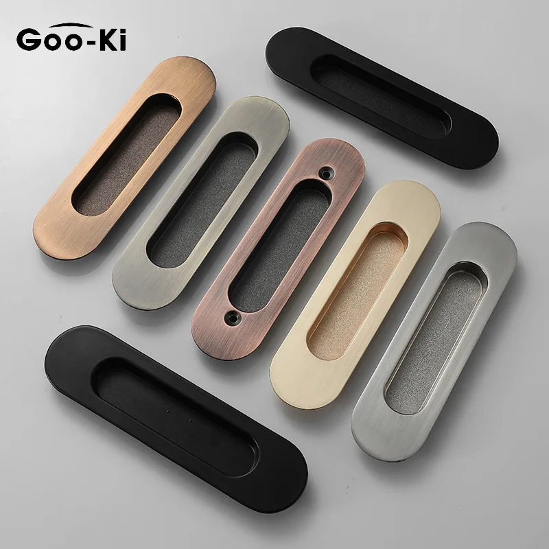 Goo-Ki 2PCS Hidden Door Handles Zinc Alloy Recessed Pull Sliding Door Handles Bedroom Door Furniture Handle Hardware