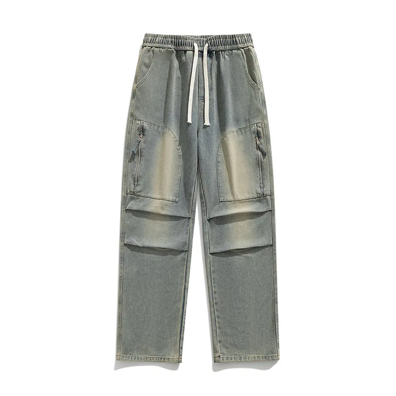 Tooling jeans men's wide-leg pants versatile casual trousers
