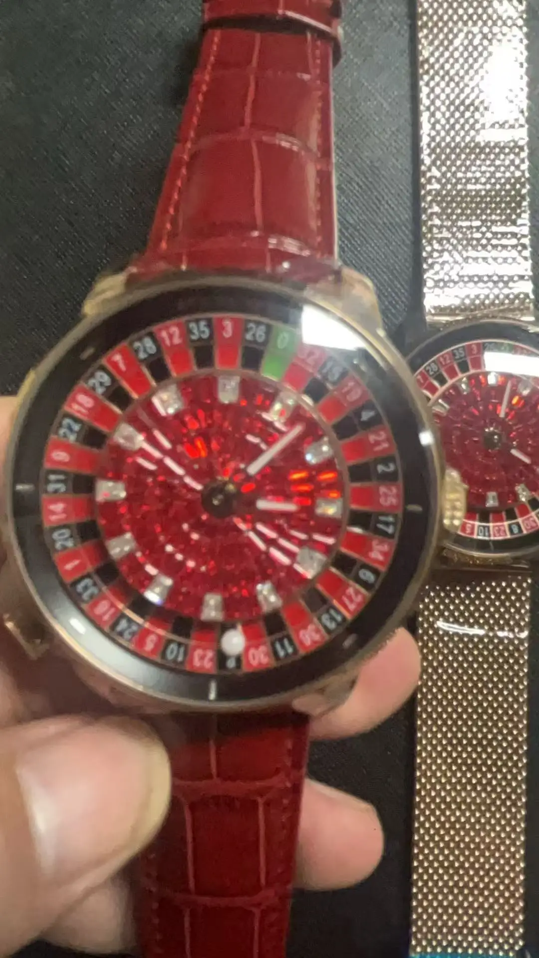 

NEW PINDU Design Button Rotating Red Diamond Dial Mechanical Watch Men NH35 Movement Stainless Steel Top Luxury Automatic Watch