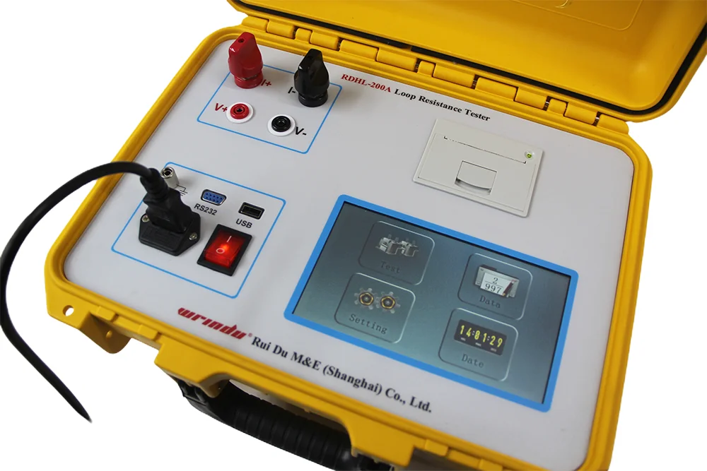 Wrindu RDHL-200A Tester per interruttori Tester di resistenza al contatto Misuratore di prova di impedenza del circuito di terra