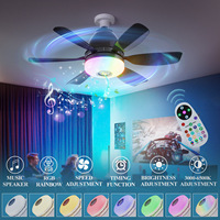 Socket Ceiling Fan With RGB LED Light And Remote Control E27 Screw Ceiling Fans Lamp With Bluetooth Speaker For Bedroom Lighting
