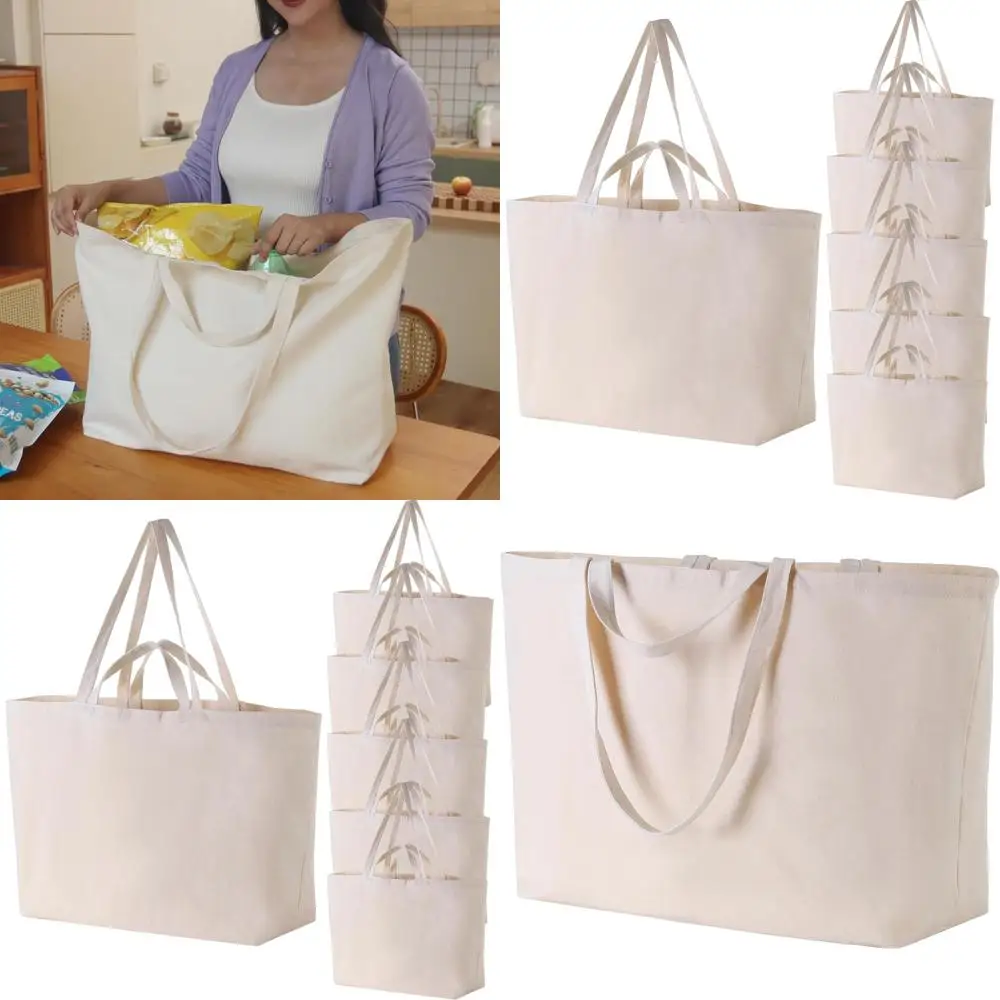 

Large 27 Canvas Tote Bags - Heavy Duty, Reusable Grocery Bags with Double Handles