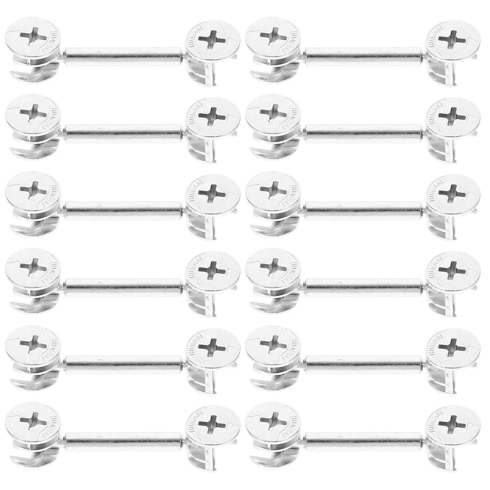 20pcs 48mm Double Ended Rod Connectors Zinc Alloy Triple Screws Furniture Cam Fittings Kit Easy Install Cabinet Dowels