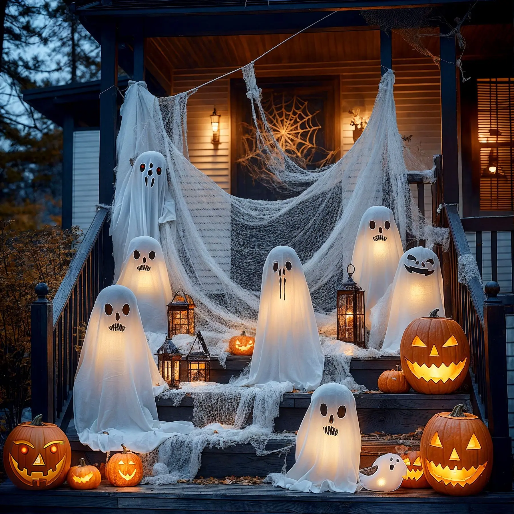 

Украшение на Хэллоуин, страшная ткань, черно-белая марля, декор домофона с привидениями, для улицы, в помещении, черная жуткая ткань