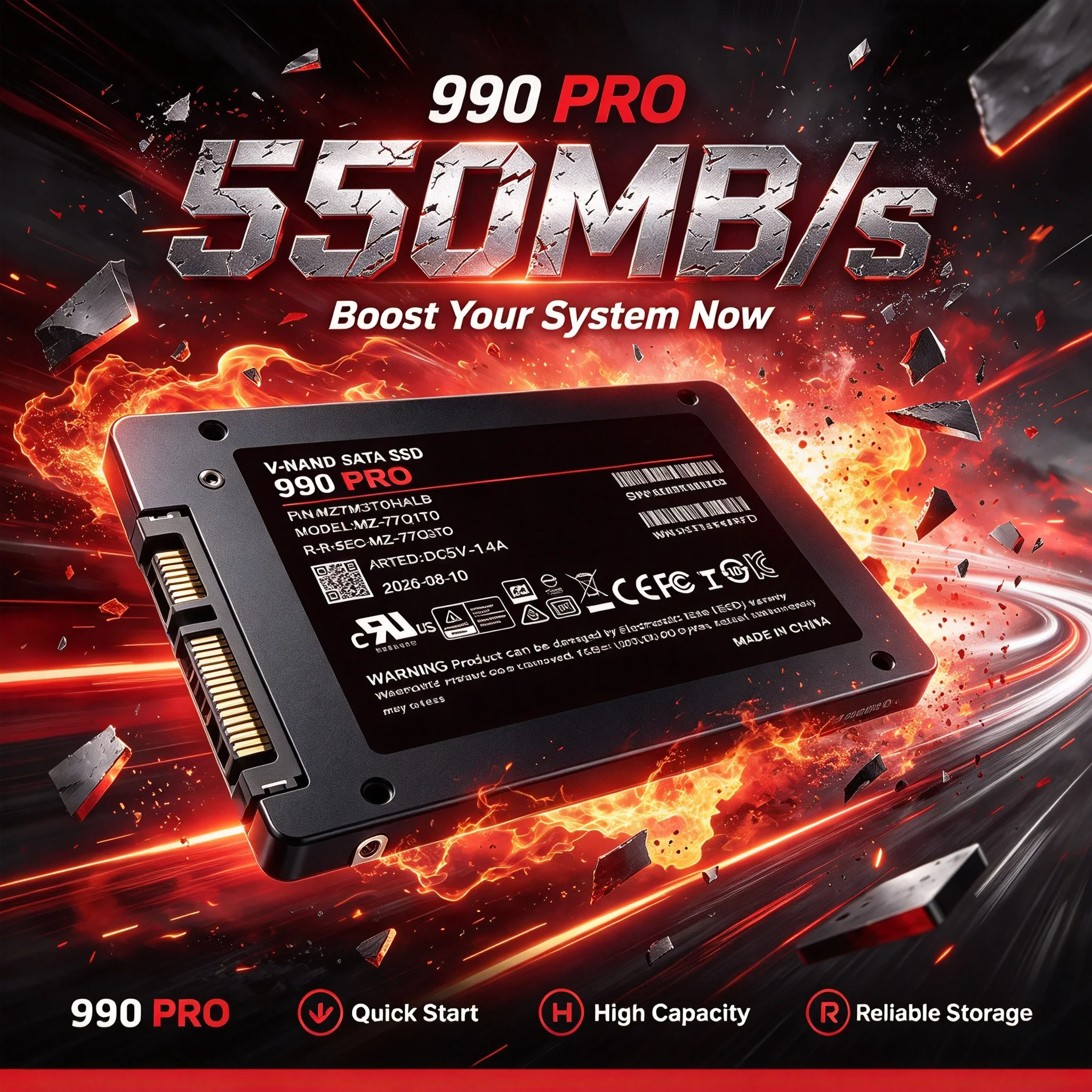 990 PRO Built-in M.2 NVMe SSD, 1TB/4TB/2TB/500GB, Fast Performance Storage, Desktop, PC, Laptop, Gaming. Quantum Plus.