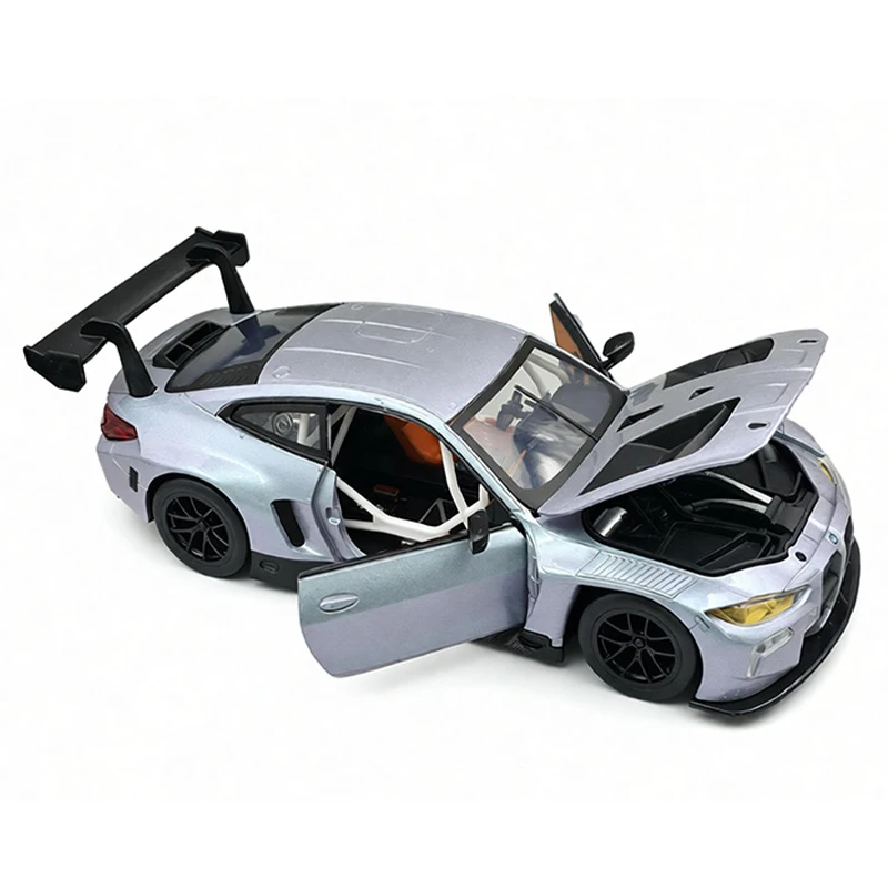 Novo 1:24 bmw m4 gt3 supercar liga modelo de carro som e luz brinquedo das crianças colecionáveis presente aniversário