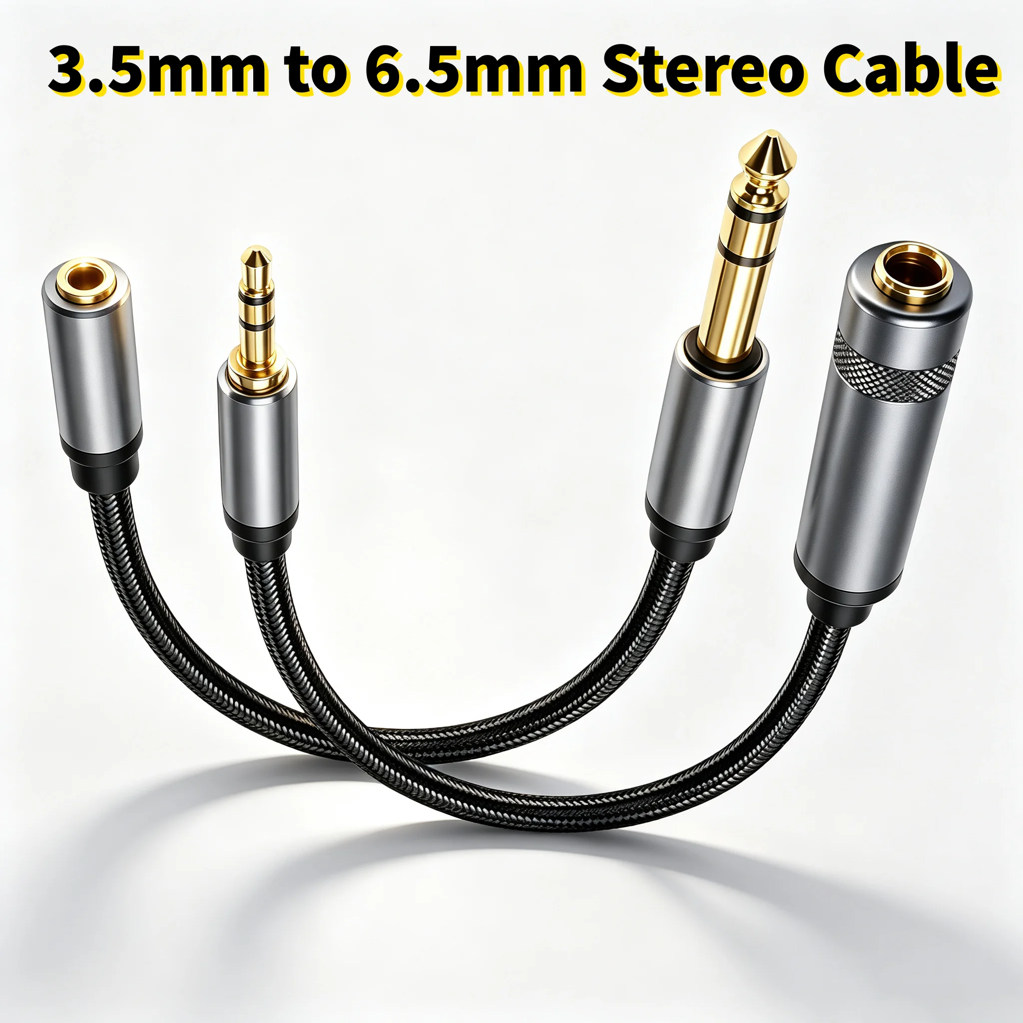 Gold‑Plated 6.35mm 3.5mm TRS Stereo Audio Braided Cable Male to Female Adapter Cord for Headphones Mixers Amplifiers Speakers