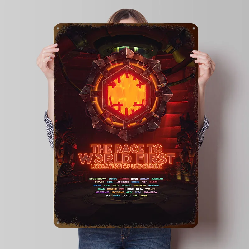 Race to World First Portal With Roster Metal Poster Customized Wall Art Retro Vintage Tinplate Signs for Home and Decoration