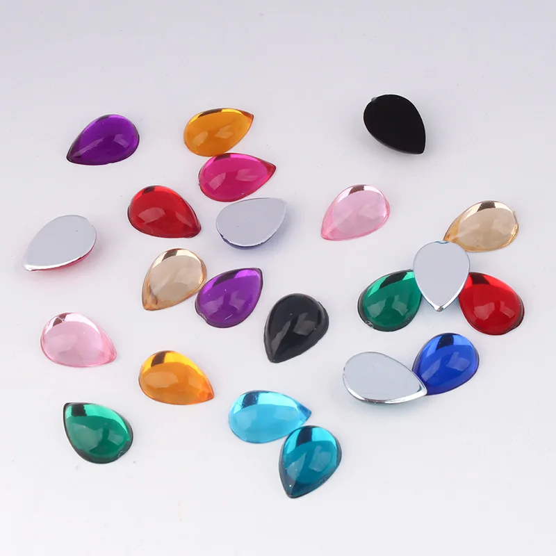 20pcs Diy Accessories 7*10mm Acrylic Smooth Surface Imitation Cat Eye Water Drop Flat Bottom Drilling Hair Accessories