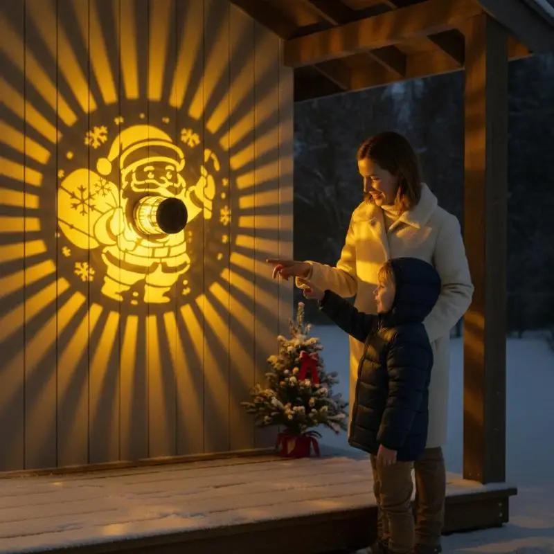 Solar Iron Art Outdoor Wall Light Santa Claus Projection Lamp Waterproof for Xmas Yard Porch Holiday Gift