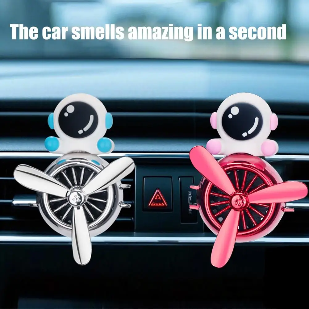 Astronaut Cartoon Car Air Freshener, Rotating Propeller Aromatherapy Diffuser, Auto Air Vent Outlet Clip Fragrance Fan, Interior