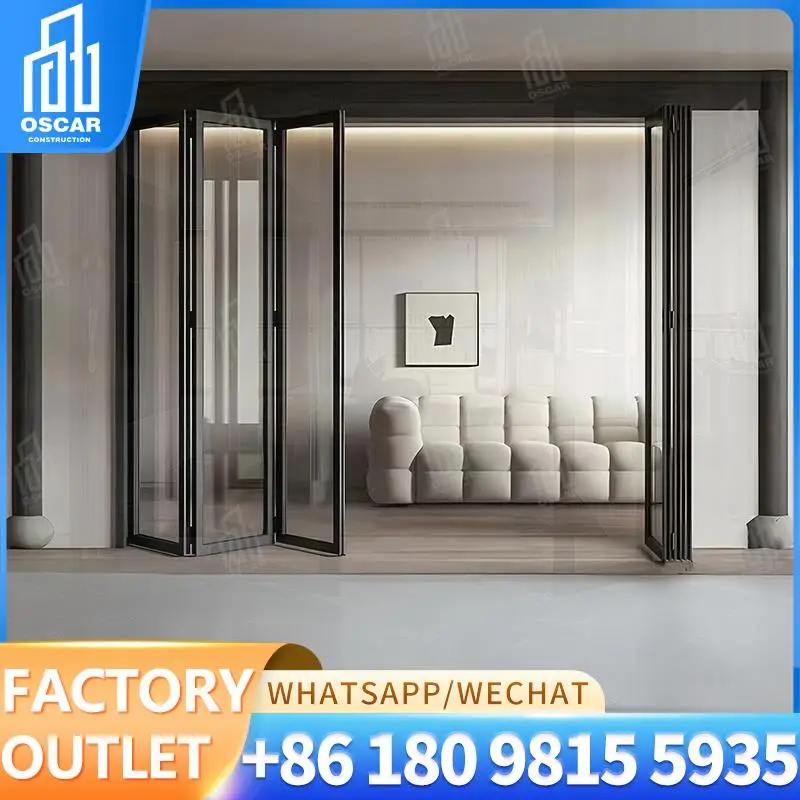 

Folding Glass Wall Aluminium Alloy Door Modern Design Finished Surface for Hotel Office Conference Use