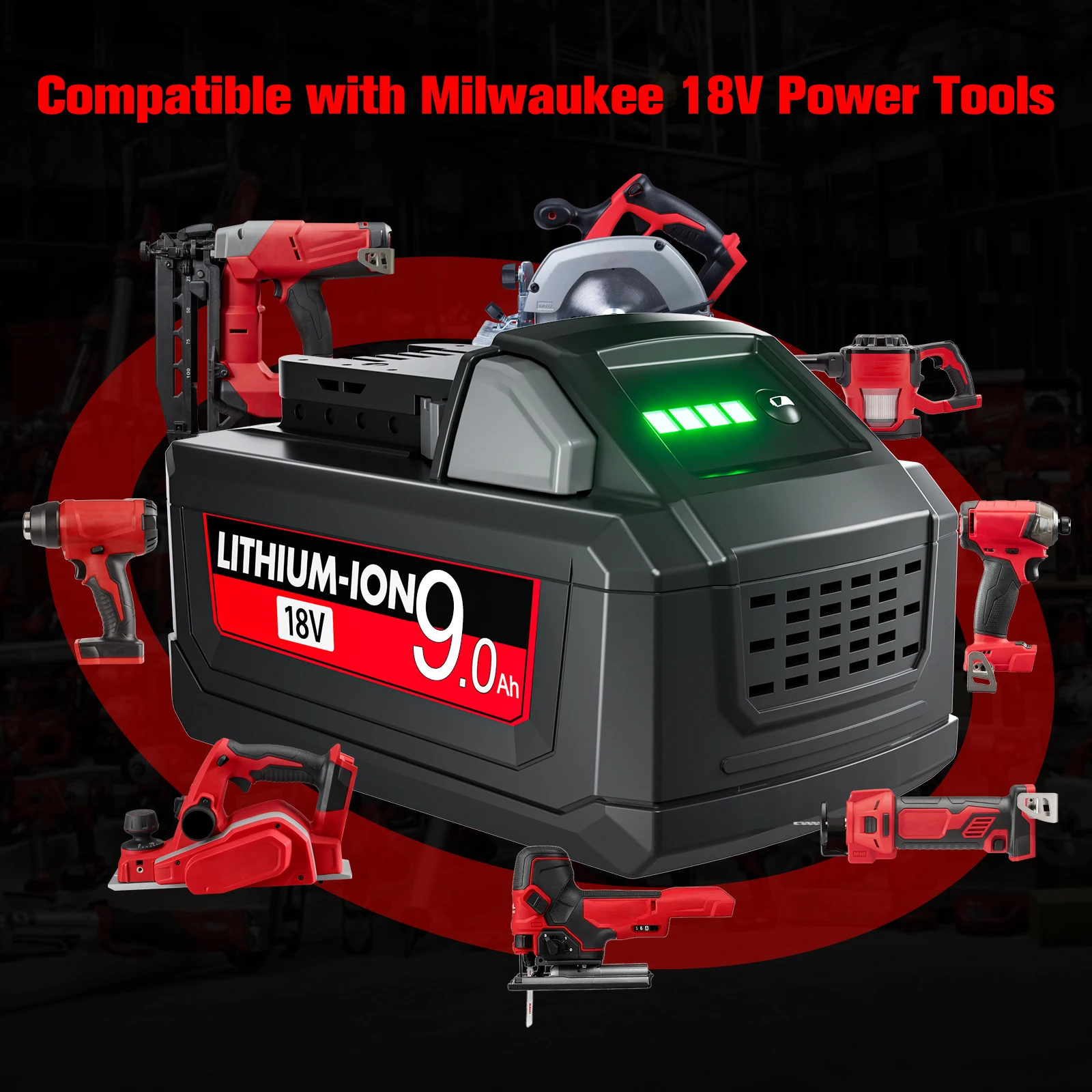 Bonadget 6。0ah/9.0AhためミルウォーキーM18バッテリー48-11-1815 48-11-1850 2604-22 2604-20 2708-22 2607-22パワーツール充電池