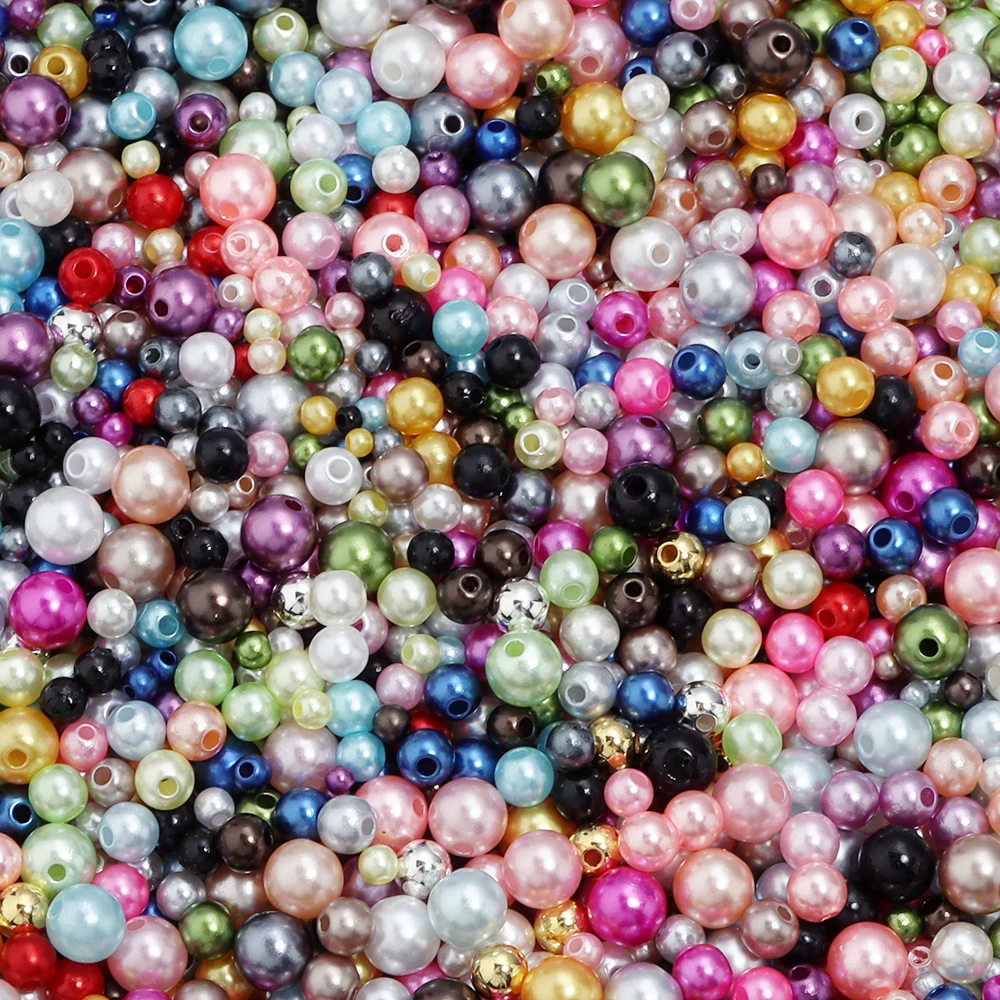 Etwa 150 Stück 3/4/5/6/8mm gemischte Größen bunte ABS-Imitationsperlen, runde lose Perlen für DIY-Armband-, Halsketten- und Schmuckherstellung. – Detail 6