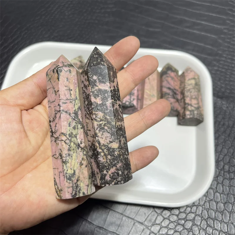 1kg Natural Quartz Point Rhodonite Healing Obelisk Pink Stone Wand Rhodochrosite Ornament for Home Decor Energy Stone Pyramid