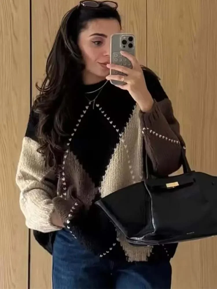 

Осень-зима 2021, женский свитер, пуловер, новая мода, женский свитер с длинными рукавами и принтом, пуловер, элегантный уличный топ