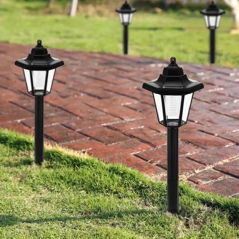 Solar Powered Hexagonal Palace Lamp Outdoor Waterproof Lawn Yard Fence Path Light Garden Decor Chinese Style Ground Stake Lights