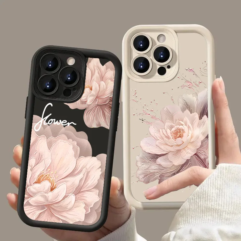 

Case For iPhone 16 15 14 13 12 11 Pro Max Beautiful Flower Silicone TPU Phone Cover For iPhone 16E XS Max X XR 7 8 Plus SE2 Case