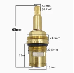 MTTUZK Brass 65mm G1/2 Tooth Faucet Valve Core Hot  Cold Brass Spool Faucet Double Tooth Cartridge With Flange Ceramic valve