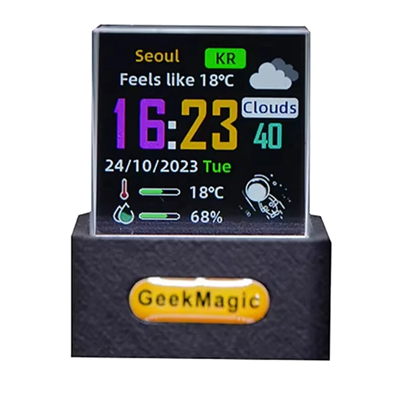 Geekmagic Crystal Cube Photo Display Holographic Desktop Smart Weather Station Digital Clock With GIF Animations Album Promotion