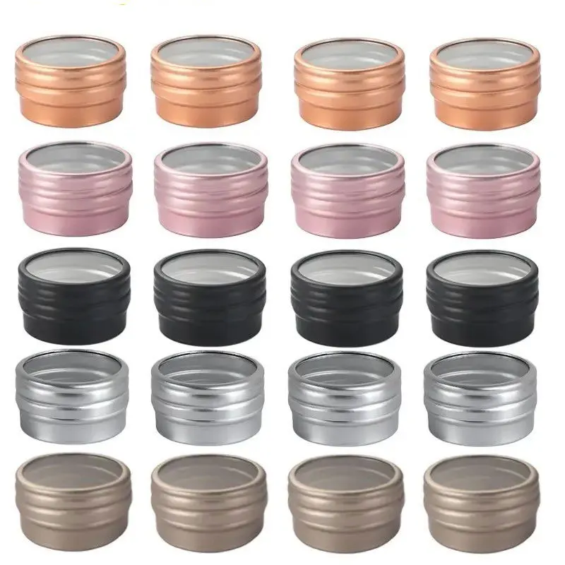 

10g X 50 Empty Aluminum Tin Jar With Clear Window Round Nail Candle Spice Face Cream Cans Container Jewlery Storage Box Jar Pot