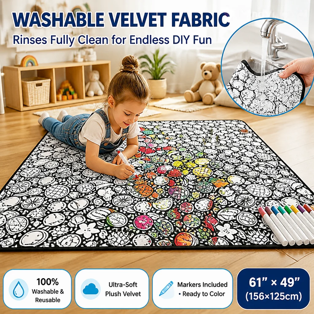 Washable DIY Coloring Blanket Reusable Velvet Throw Fabric Art Canvas For Kids Craft Party Creative Gift Home Room Decor