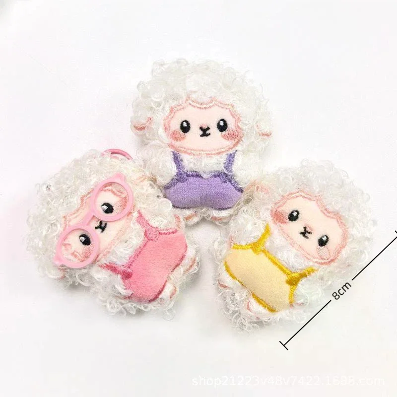Cute Cartoon Fluffy Plush Sheep Keychain Soft Curly Fur Adorable Overalls Backpack Pendant Bag Charm for Girls
