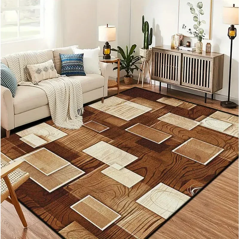 Geometrischer großer Teppich, leichter Luxus, europäischer Teppich, Heimsofa und Teetisch, Matte, Innen- und Außenteppich, Bodenmatte, Heimdekoration