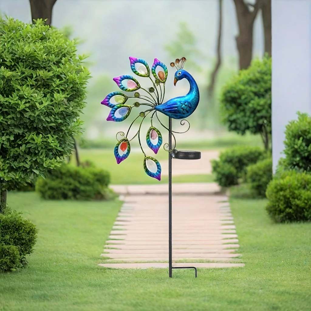 1pc peacock, colorful solar light, suitable for garden, patio, lawn, doorway, pond, balcony, special gift for friends