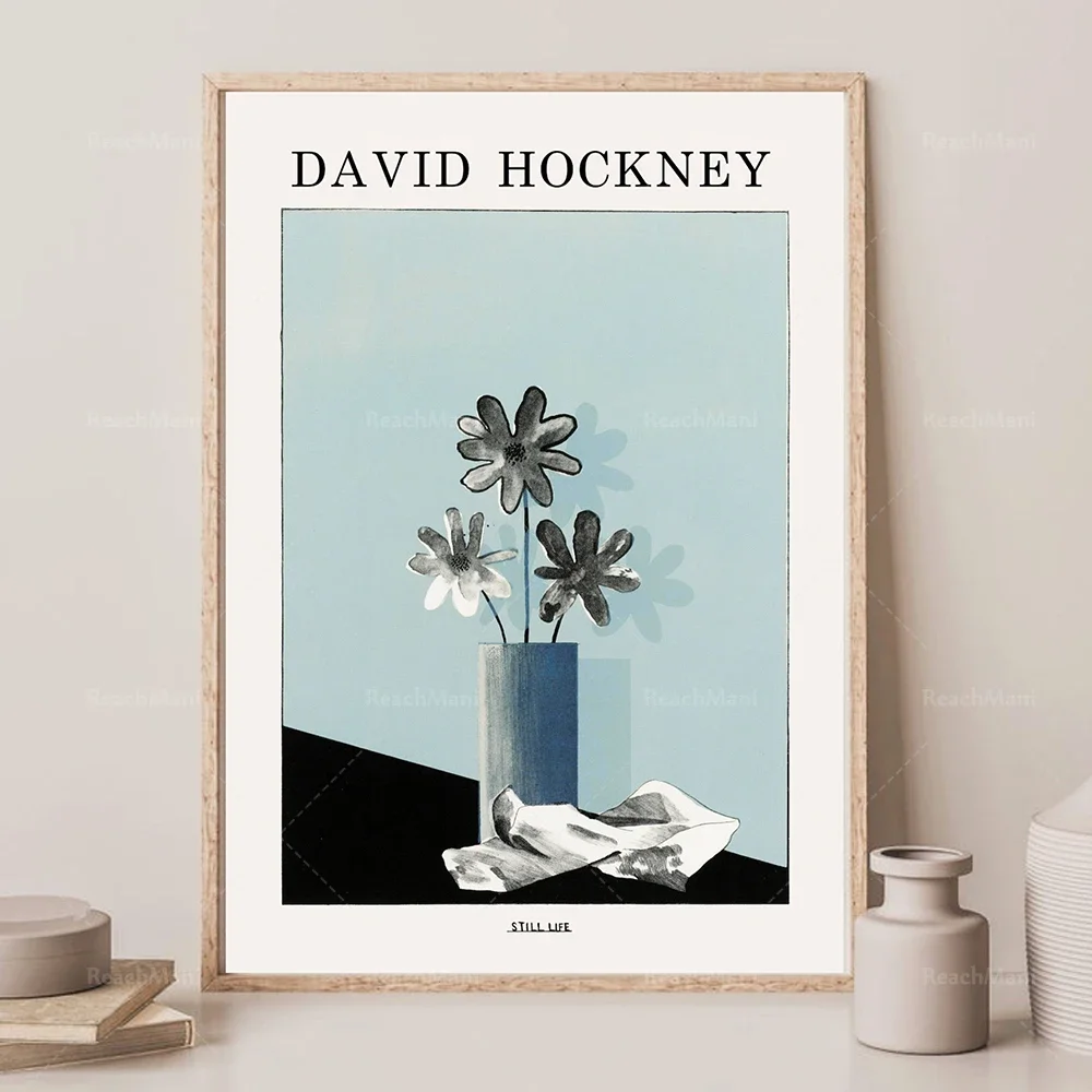 David Hockney Still Life Print,Set of 3 Prints,Exhibition Poster,Museum Poster,Fine Art,Poster Bundle,Classic Painting,Flower Wa
