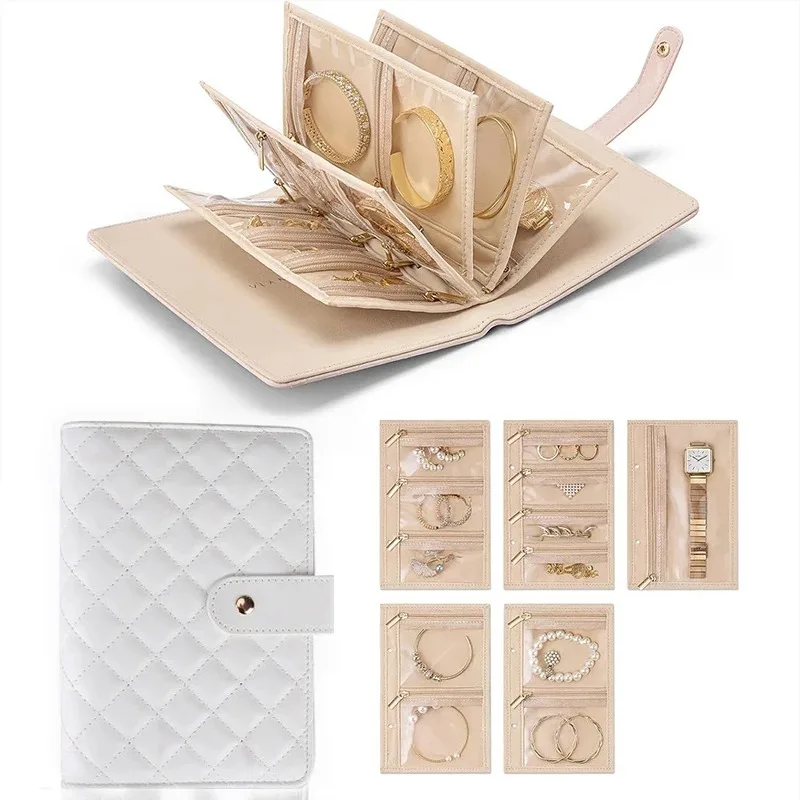 

Многофункциональная сумка для хранения ювелирных изделий, портативный органайзер в стиле ноутбука для путешествий, шкатулка для драгоценностей со съемными чехлами для страниц