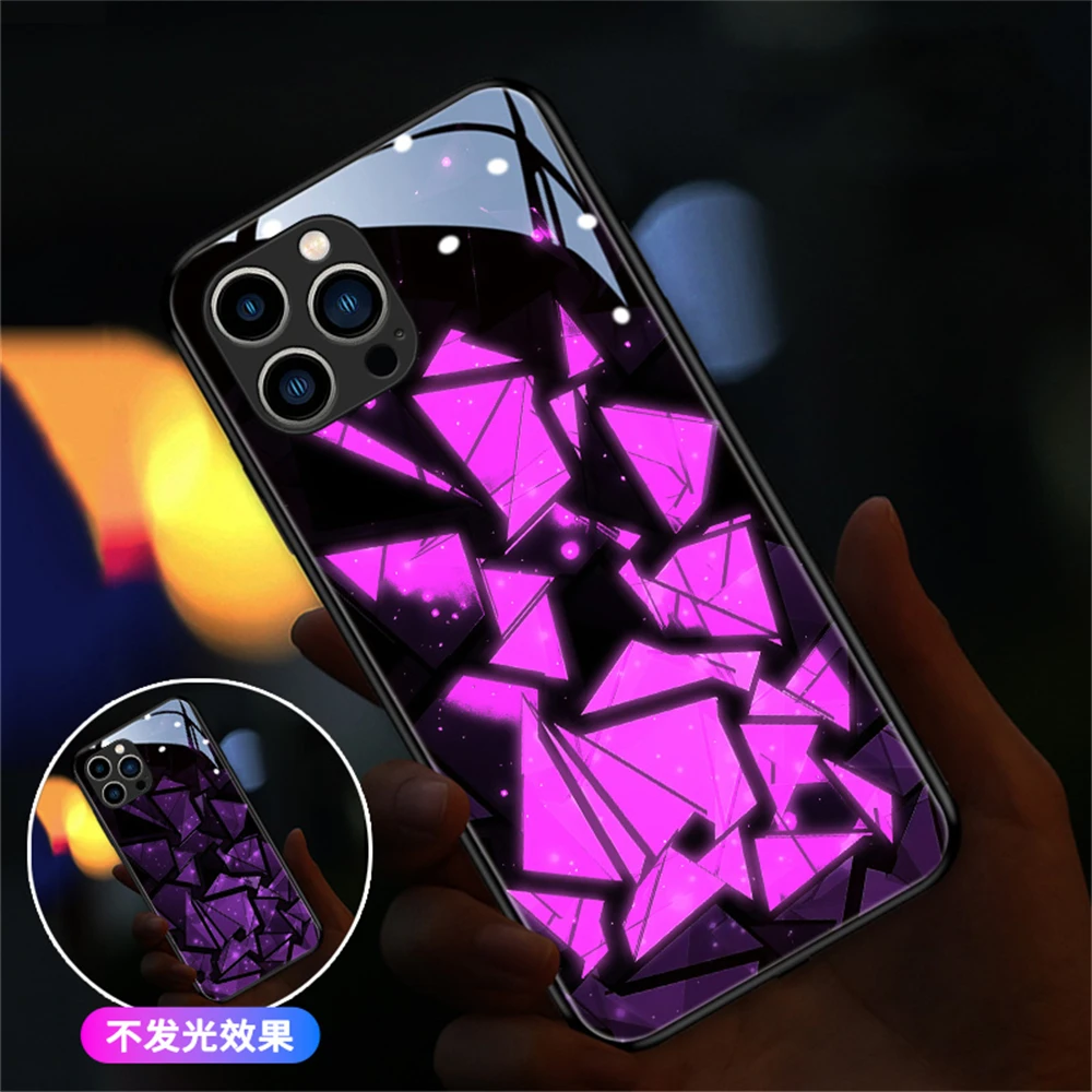 

Glass Fragment Design LED Light Luminous Phone Case For Samsung S23 S22 S21 S20 FE Note 10 20 Plus Ultra A54 A53 A52 A51