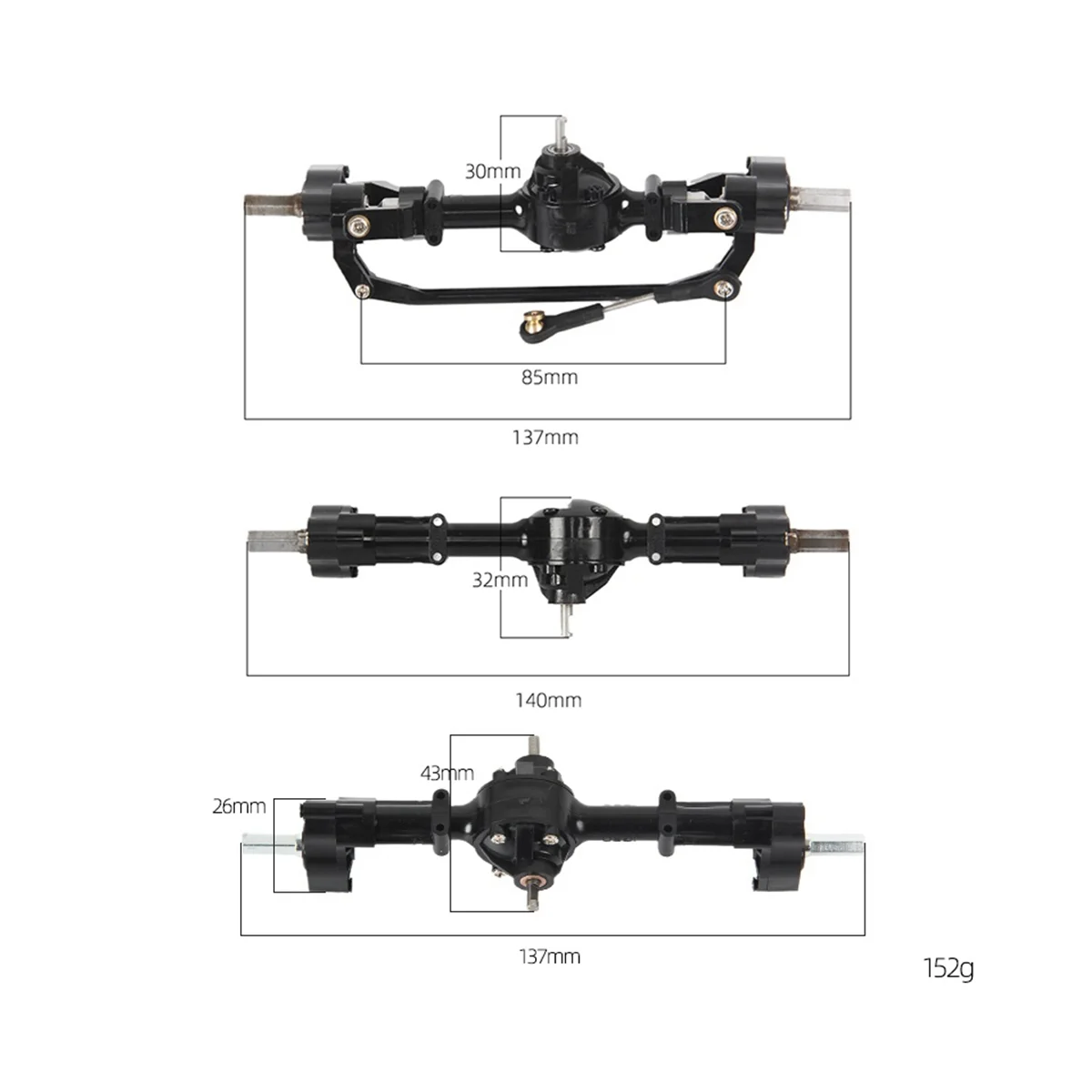 3Pcs Front Middle Rear Portal Axle Set for WPL B16 B36 6X6 6WD 1/16 RC Car Upgrade Parts Accessories